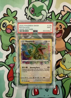 2020 Pokemon TCG Rayquaza Amazing Rare #138/185 Vivid Voltage PSA 9 Mint - Image 1