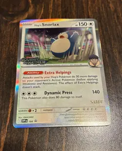 Pokemon Journey Together Prerelease Hop’s Snorlax Staff Promo SVP184 - NM - Image 1