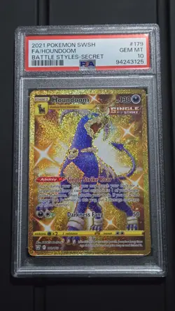 Pokemon - Houndoom Gold 179 *GEM MINT PSA 10** Secret Rare Battle Styles 179/163 - Image 1