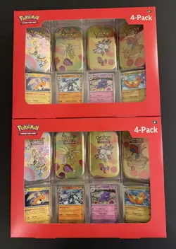 Sam’s Club Pokemon 4 Mini Tins + 4 Promo Cards (8 Tins Total) Pack 2 Both Boxes - Image 1