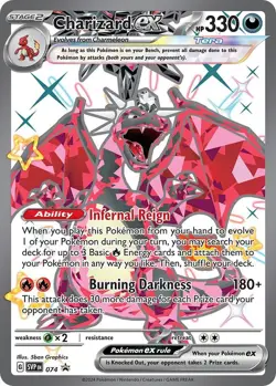 Pokemon TCG Charizard EX SVP Black Star Promo 074 Rare Holo Card Paldean Fates - Image 1