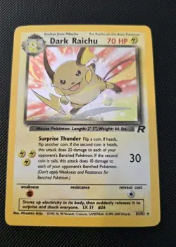 Pokemon Card - Dark Raichu 83/82 Holo Rare Team Rocket WOTC - M/NM - Image 1