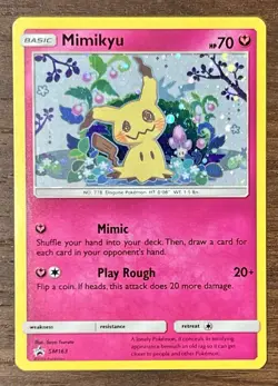 Mimikyu Promo SM163 Team Up Blister Pokemon Card Sun & Moon Holo LP Pokemon TCG - Image 1