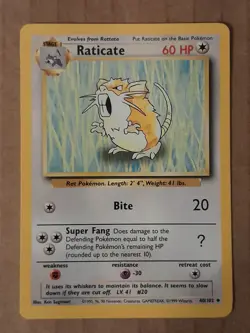 Pokemon Raticate 40/102 Base Set Unlimited LP See Pictures - Image 1