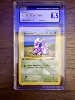 Pokemon TCG Nidoran 1st Edition Shadowless Base Set #55 1999 CGC NM/MINT+ 8.5 - Image 1