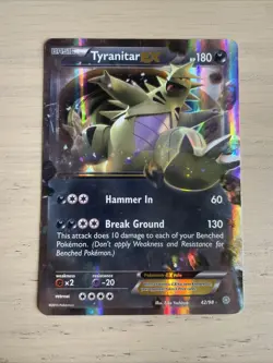 Pokemon TCG Tyranitar-EX Ancient Origins XY 42/98 Holo Rare EX English 2015 MP - Image 1
