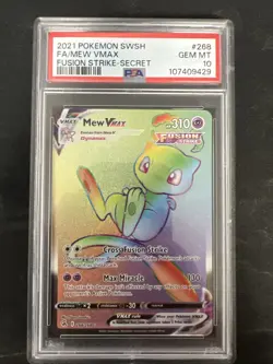 Pokemon TCG SW&SH Fusion Strike Mew VMAX 268/264 Secret Rainbow Rare PSA 10 - Image 1
