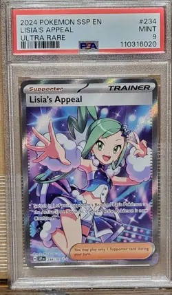 2024 Pokemon SSP EN Ultra Rare #234 Lisia's Appeal PSA 9 MINT - Image 1