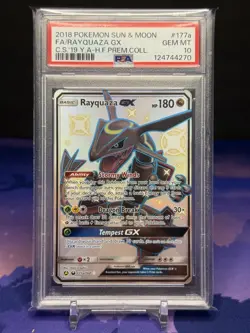 Shiny Rayquaza GX PSA 10 ~ Celestial Storm 177a/168 Hidden Fates Promo~ Pokemon - Image 1