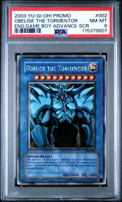 2003 YU-GI-OH! PROMO #002 OBELISK THE TORMENTOR PSA 8 - Image 1