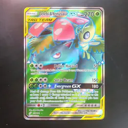 Celebi & Venusaur GX 159/181 Tag Team Full Art Rare Team Up LP Pokemon Card - Image 1