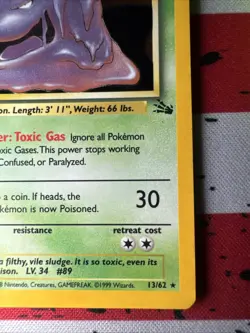 Muk 13/62 Fossil Holo Rare Pokemon Card 1999 VLP - Image 4
