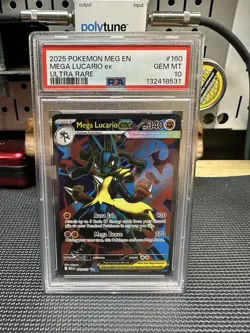 Mega Lucario ex PSA 10 Gem Mt - Pokemon Mega Evolution Ultra Rare 160/132 - Image 1