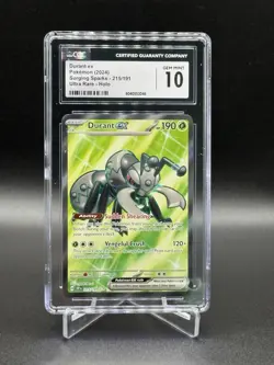CGC 10 DURANT EX 2024 POKEMON SURGING SPARKS ULTRA RARE HOLO 215/191 - Image 1