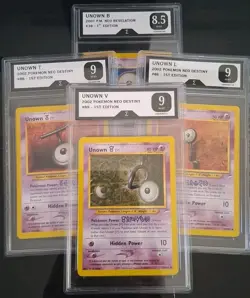 Graded LOT Of 4 Pokemon Unown Sigma Grading 9 - 8.5 NEO Destiny/Revelation - Image 1
