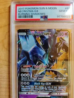 2017 POKEMON SUN MOON NECROZMA GX GEM MT PSA 10 BURNING SHADOWS - Image 2