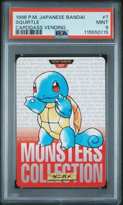 PSA 9 Pokemon Card Squirtle No.007 Red Japanese Bandai Carddass Vending 1996 - Image 1