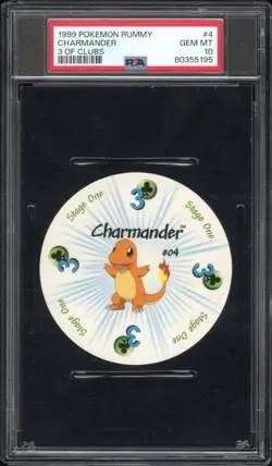 1999 Pokemon Rummy Charmander 3 of Clubs #4 PSA 10 POP 16 - Image 1