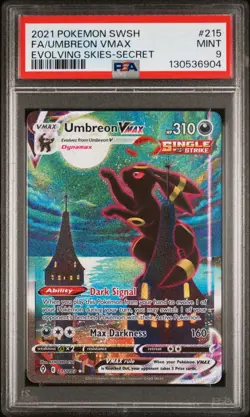 2021 POKEMON SWORD & SHIELD EVOLVING SKIES SECRET FULL ART/UMBREON VMAX PSA 9 - Image 1