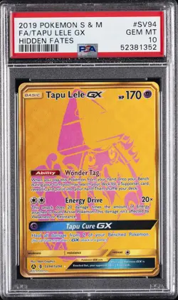 2019 POKEMON SUN & MOON HIDDEN FATES #SV94 FULL ART/TAPU LELE GX PSA 10 - Image 1