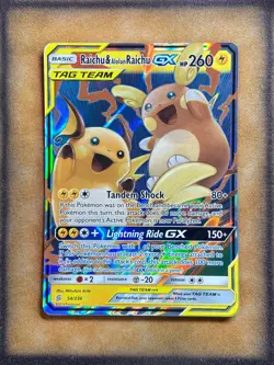 Pokemon Raichu & Alolan Raichu GX 54/236 Unified Minds Ultra Rare NM - Image 1