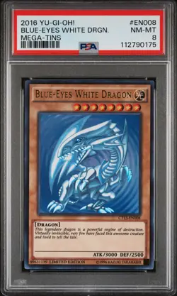 2016 YU-GI-OH! MEGA-TINS #EN008 BLUE-EYES WHITE DRAGON PSA 8 - Image 1