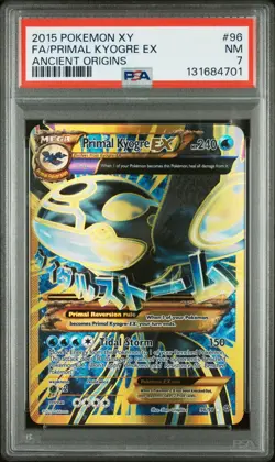 2015 POKEMON XY #96 FULL ART PRIMAL KYOGRE EX NM PSA 7 ANCIENT ORIGINS - Image 1