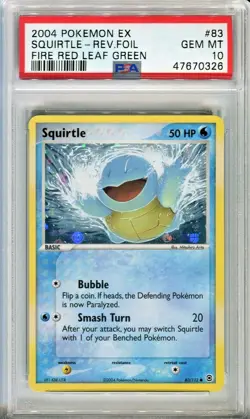 PSA 10 GEM MINT Pokemon SQUIRTLE Reverse Holo 2004 ex FireRed LeafGreen #83/112 - Image 1