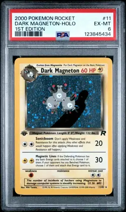 DARK MAGNETON Pokemon Team Rocket 1st Edition Holo (swirl) 11/82 - PSA 6 -434 - Image 1