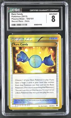 CGC 8 Rare Candy 2013 Plasma Blast 105/101 Secret Rare Holo Pokemon Card - Image 1