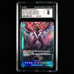 CGC NM/MINT 8 BANDAI 2022 ONE PIECE TCG Card OP01-073 Donquixote Doflamingo - Image 2