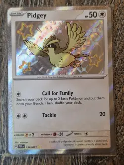 Pidgey 196/091 Baby Shiny Holo Paldean Fates Pokemon Card Near Mint - Image 1