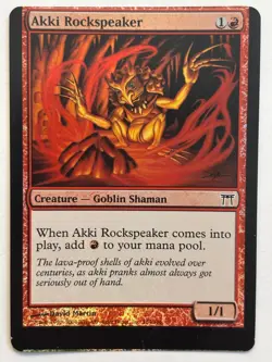 MTG Akki Rockspeaker FOIL*ERROR CUT* Champions of Kamigawa Red Common - Image 1