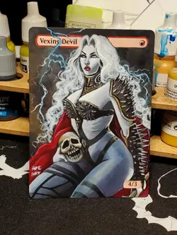 MTG Hand Painted Alter - Lady Death - Vexing Devil - Image 1
