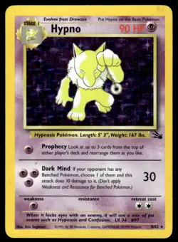 Pokemon TCG Fossil #08/62 Hypno (8) MP (Indent) - Image 1