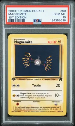 2000 POKEMON ROCKET 1ST ED #60 MAGNEMITE PSA 10 - Image 1