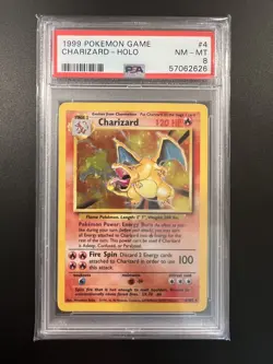 Pokemon 1999 Base Set Charizard Unlimited 4/102 Holo PSA 8 - Image 1