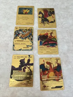 2020 Pokemon TCG ~ Rainbow Gold Lot Of 6 Charizard Mewtwo Pikachu - Image 1