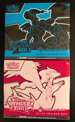 Pokemon Center White Flare and Black Bolt Elite Trainer Box SET - Small Tear - Image 1