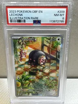 2023 Pokemon OBF en Obsidian Flames #209 Lechonk Illustration Rare PSA 8 - Image 1
