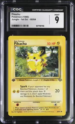 CGC 9 MINT Pikachu 1999 Jungle 1st Edition 60/64 Pokemon Card - Image 1