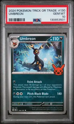 PSA 10 GEM MT Umbreon 130/197 Trick or Trade 2024 Pokemon Card - Image 1