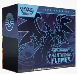 Pokemon Trading Card Game Mega Evolution Phantasmal Flames Elite Trainer Box ETB - Image 1