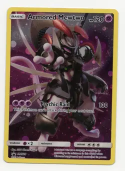 Pokemon Armored Mewtwo SM228 Black Star Promo Holo Card 2019 White Edging Back - Image 1