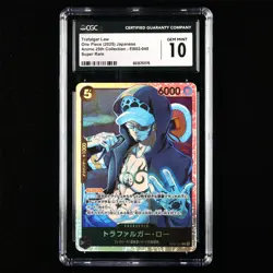 CGC GEM MINT 10 BANDAI 2025 ONE PIECE TCG Card EB02-045 Trafalgar D. Water Law - Image 1