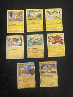 (8) Pikachu Pokemon Card Lot English TCG Collection - Image 1
