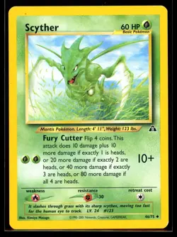 2001 Neo - Discovery Scyther #46 Non Holo Pokemon Card - Image 1