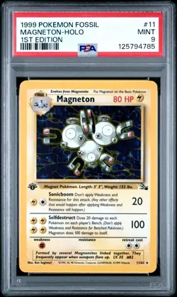 1999 Pokemon Fossil #11 Magneton Holo 1st Edition PSA 9 MINT NEWLY GRADED! - Image 1