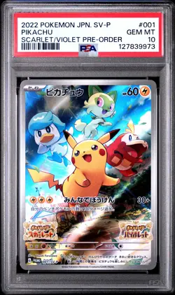 2022 POKEMON JPN SV PROMO SCARLET & VIOLET PRE-ORDER #001 PIKACHU PSA 10 - Image 1