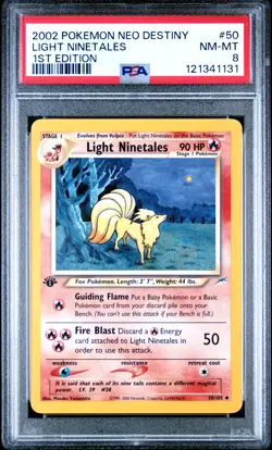 2002 Pokemon Neo Destiny #50 Light Ninetales 1st Edition PSA 8 NM-MT - Image 1